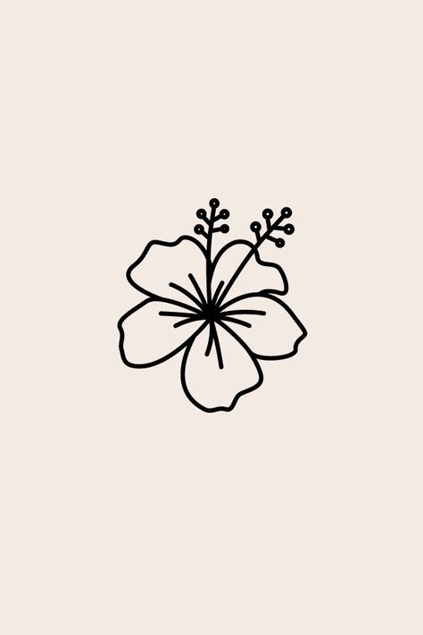 Simple Flower Doodles, Small Flower Drawings, Hibiscus Drawing, Hibiscus Flower Drawing, Cute Flower Drawing, Simple Flower Drawing, Cute Small Drawings, Easy Flower Drawings, Flower Doodle