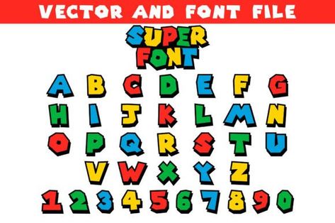 Super Font, Mario Font, Super Alphabet Mario Font, Graphic Illustrations, Printable Illustrations, Graphic Illustration, Linux, Click Here, Mario, Alphabet, Mac