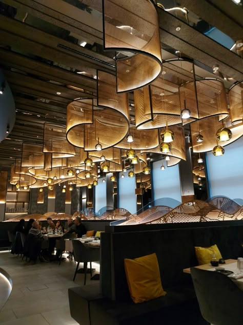 Pattern Interior, Luxury Restaurant, Modern Restaurant, Restaurant Lighting, Sopot, Design Restaurant, Bar Design Restaurant, Cafe Interior Design, False Ceiling Design