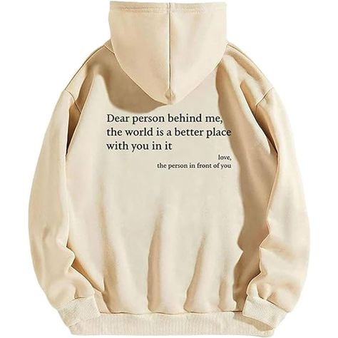 PRICES MAY VARY. Connect with others in style, The Dear Person Behind Me Hoodie is more than just a fashion statement - it's a way to connect with others in a meaningful way. Whether you're running errands or meeting friends for coffee, this sweatshirt is sure to spark conversation and inspire kindness. Comfortable and durable, Crafted from premium materials, the Dear Person Behind Me sweatshirt is both comfortable and durable. Whether you're lounging at home or on the go, this sweatshirt will k Dear Person Behind Me, Letter Hoodie, Printing Fabric, Trendy Hoodies, Pocket Sweater, Letter Print Hoodie, Kangaroo Pocket Hoodie, Plus Size Hoodies, American People