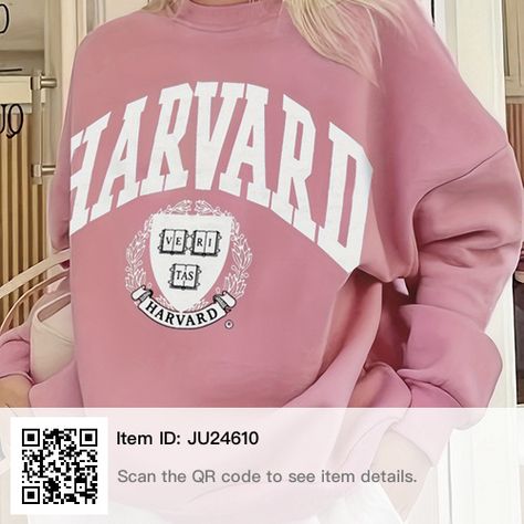 Korean Sweatshirt, Modeling Clothes, Harvard Sweatshirt, Uni Outfits, Cute Clothing, Law School, Pink Sweatshirt, Dream Board, Clothing Size Chart