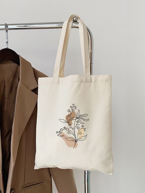 Handpainted Tote Bags, Preppy Bags, Beige Tote Bag, Beige Tote, Painted Tote, Diy Tote Bag, Custom Tote Bags, White Tote, Cute Tote Bags