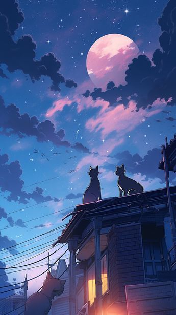 Cat Scenery Wallpaper, Kun333r Wallpaper, Anime Wallapers Aesthetics, Phone Wallpaper Images Aesthetic, Anime Cats Wallpapers, Lofi Cat Wallpaper, Space Anime Wallpaper, Cute Anime Cat Wallpaper, Anime Space Wallpaper