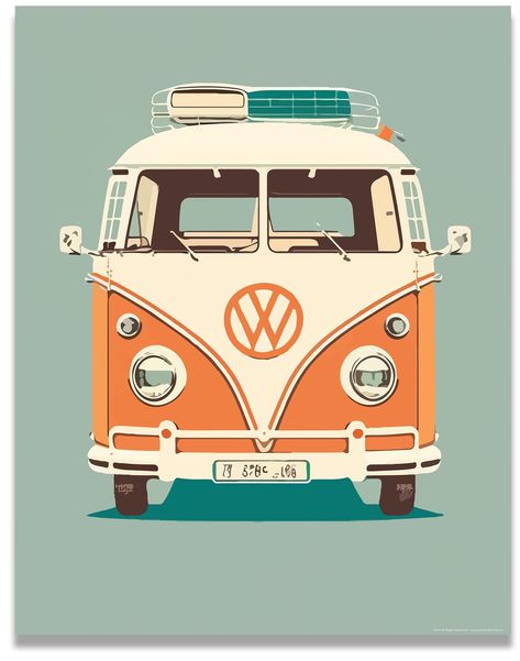 PRICES MAY VARY. Details - This vintage Volkswagen poster measures (11x14 Inches), and does not include a frame. Printed onto 210gsm semi-gloss paper, with high-quality colors that last. Beach House Poster - Transform your beach house into a stylish and fun retreat with our collection of vintage Volkswagen bus wall art! Our posters are perfect for adding a touch of nostalgia and personality to any room. Volkswagen Beetle - Bring the tropical vibe to your space with our Volkswagen Beetle beach pi Colorful Vintage Posters, Cute Retro Posters, Vw Bus Illustration, Vintage Beach Art, Wolksvagen Bus, Beach Posters Prints, Vw Van Painting, Volkswagen Bus Drawing, Camper Van Illustration