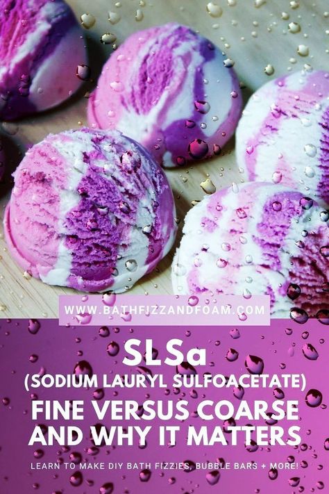 SLSa is what gives our bath fizzies, bubble bars and bubble scoops foaming action! Learn to pick the right granule size when it comes to SLSa! Fine vs. Coarse and why it matters... This subject comes up often in our FB group, so I figured I’d explain the difference a bit and what I use in my formulas. Click on to the blog! Happy Bath Bomb and Bubble Bar Making! Bath Bomb Recipe Easy, Bubble Bar Recipe, Solid Bubble Bath, Bubble Bath Bomb, Bubble Bar, Bath Fizz, Essential Oils For Kids, Bath Recipes, Foaming Bath