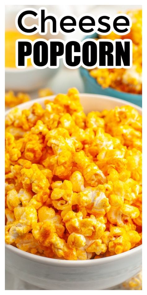 This cheese popcorn is so easy to make with just a few ingredients. Popcorn is bursting with cheddar cheese flavor. Cheese popcorn is a great snack for movie night or an easy appetizer for a party or gathering. Homemade Cheese Popcorn, Leftover Popcorn Ideas, Cheese Popcorn Recipe Homemade, How To Make Cheese Popcorn, Cheddar Cheese Popcorn Recipe, Savoury Popcorn, Cheddar Popcorn Recipe, Cheese Popcorn Recipe, Popcorn Recipes Cheese