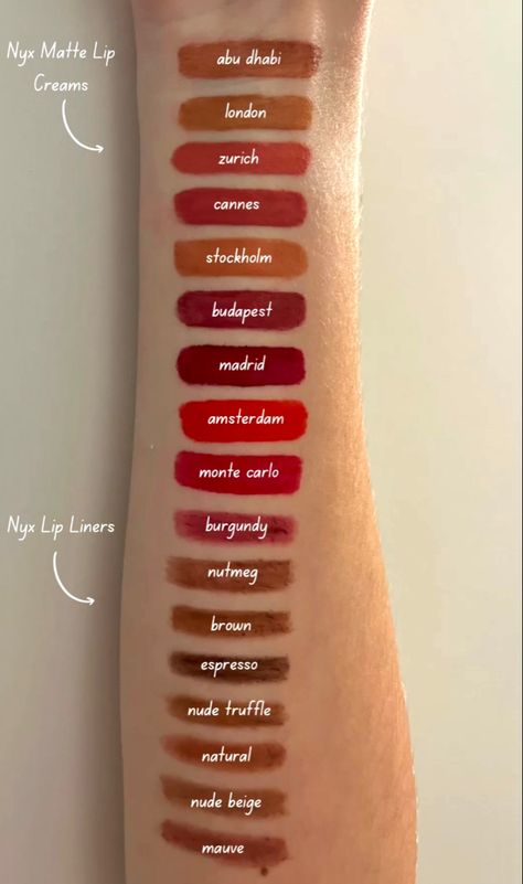 Nyx Lip Liner London, Nyx Nutmeg Lip Liner, Nyx Lipliner Swatch, Nyx Lip Oil Swatches, Nyx Lipliners, Lipliner Shades, Nyx Monte Carlo, Nyx Lip Liner Swatches, Nyx Swatches