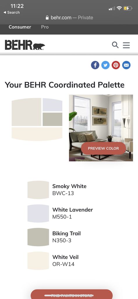 Biking Trail Behr Paint, Smoky White Behr Paint, Behr Smoky White, White Veils, Behr Paint, Bike Trails, Paint Colors For Home, Girls Bedroom, House Painting