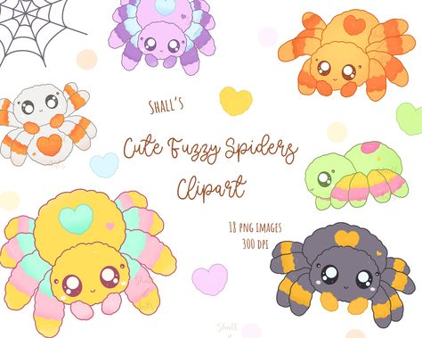 Kawaii Halloween spiders Clipart Download | Sticker Supplies | Planner Printables | Chonky Halloween spiders Clipart | Invitation supplies Clipart | Happy Animals | Black spider clipart | Colorful spiders clipart | Autumn clipart | Commercial Use ------------------------------------------------------------------------------------------------------------------------------------------------- 💖 This kawaii clipart set is perfect for stickers, magnets, pins, planner stickers, greeting cards, party Spider Cute Drawing, Cartoon Spider Tattoo, Cute Spider Cartoon, Kawaii Spider Drawing, Spider Art Cute, Cute Spider Drawing Kawaii, Cute Halloween Clip Art, Cute Spider Art, Cute Spider Drawing