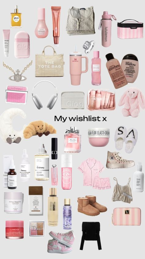 Unrealistic wishlist x #beauty #inspo #cute #wishlist Cute Wishlist, Xmas List Ideas, Unrealistic Wishlist, Christmas Gifts For Teenagers, Teen Christmas Gifts, Christmas Stocking Gifts, Pink Vanilla, Cute Gifts For Friends, Pink Lifestyle