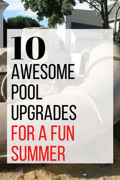 Whether you have an above ground pool or ground pool check out these awesome pool makeover ideas. Add a slide, deck or stairs for a much improved pool experience. #diy #pool #outdoorpool Pool Upgrades, Inground Pool Slides, Above Ground Pool Stairs, Pool Makeover, Slide Deck, Stock Tank Pool, Tank Pool, Diy Stairs, Diy Pool