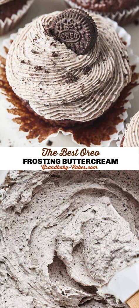 Oreo Cookie Buttercream Frosting, Oreo Buttercream Filling, Oreo Cookie Frosting Recipe, Oreo Buttercream Frosting Recipe, Oreo Frosting Buttercream, Easy Fancy Cupcakes, Homemade Frosting Recipe, Oreo Icing Recipe, Oreo Frosting Recipe