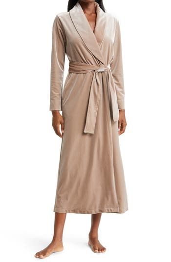 Luxurious, plush velvet softens this stunning full-length robe fashioned with a shawl collar and a comfy waist tie that cinches the look. 52" length (size Medium) Shawl collar Long sleeves On-seam pockets Removable tie belt Unlined 96% polyester, 4% spandex Machine wash, dry flat Imported Lingerie Womens Robes Long, Robe Women, Luxury Robes, Beauty Must Haves, Quiet Luxury, Womens Robes, Shawl Collar, Tie Belt, Waist Tie