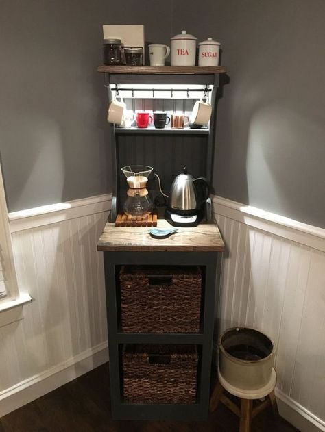 Corner Coffee Bar, Diy Coffee Station, Coin Café, Coffee Bar Station, Coffee Bar Ideas, Diy Coffee Bar, Coffee Bar Design, Home Coffee Stations, Design Café