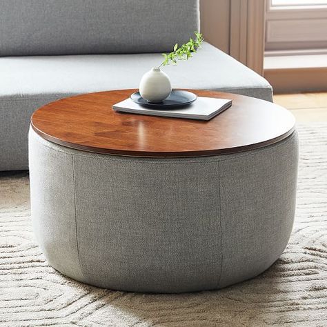 Round Storage Ottoman Coffee Table, Large Round Storage Ottoman, Round Coffee Table Ottoman, Living Room Storage Ottoman, Storage Ottoman Diy, Storage Ottoman Bedroom, Ottoman Large, Ottoman Bedroom, Circle Ottoman