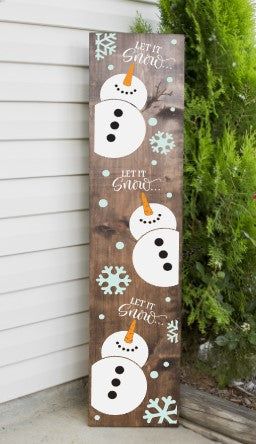 Snow Man Door Decorations, Winter Door Signs Front Porch, Diy Merry Christmas Wood Sign, Let It Snow Sign Wood, Let It Snow Wood Sign Porch, Let It Snow Porch Leaner, Reversible Christmas Sign, Wood Board Christmas Crafts, Beautiful Christmas Decorations House