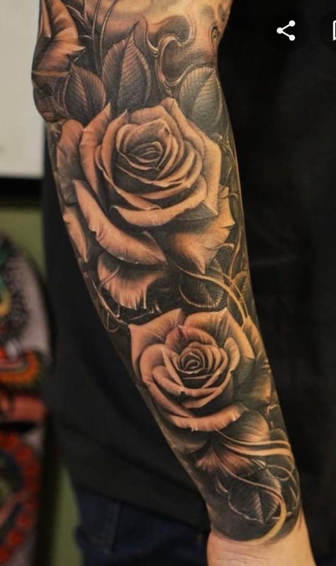 Forearm Flower Tattoo, Rose Tattoo Sleeve, Rose Sleeve, Rose Tattoos For Men, Forearm Sleeve, Marvel Tattoos, Forearm Tattoo Design, Forearm Sleeve Tattoos, Cool Forearm Tattoos