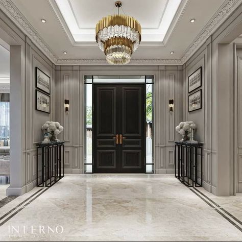 House Hall Design, Aesthetic Interior Design, Luxury House Interior Design, Marble Flooring, Foyer Design, 아파트 인테리어, Design Room, Hall Design, Mansion Interior