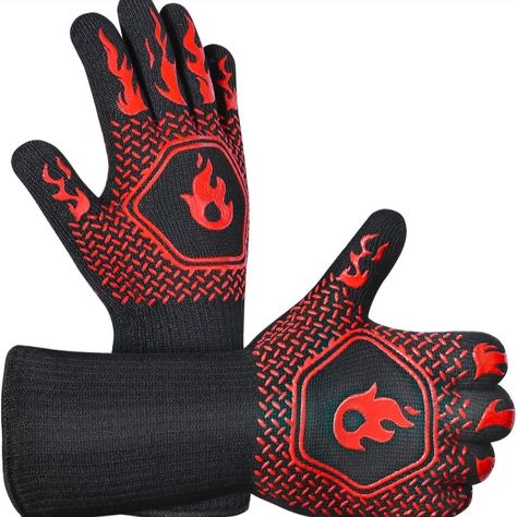 HAMITOR BBQ Grill Gloves Heat Resistant: 1472℉ High Temp Resistance Fireproof Glove for Grilling Smoking Barbecue - Washable Long Oven Mitts Extreme Hot Proof Mitts for Kitchen Cooking Baking Cooking Gloves, Bbq Gloves, Silicone Oven Mitt, Heat Resistant Gloves, Protective Gloves, Cut Resistant Gloves, Best Bbq, Grill Accessories, Oven Glove