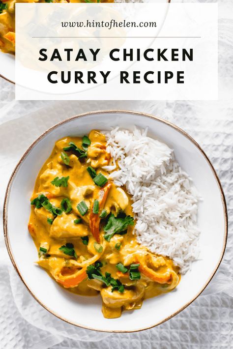 minutes Satay Curry, Satay Curry Recipe, Healthy Takeaway Recipes, Takeaway Recipes, Satay Chicken Recipe, Chinese Curry Chicken Recipes, Chinese Chicken Curry, Easy Chicken Satay, Chinese Curry Chicken