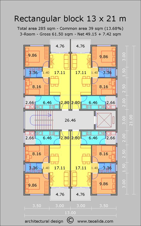 Two Apartment Floor Plans, Apartments Design Architecture, Four Apartment Building Plan, 3 Floor Apartment Building, Apartment Block Floor Plan, Floor Plan Apartment Building, Apartment Block Plan, Architecture Apartment Plan, Apartment Floor Plans Buildings