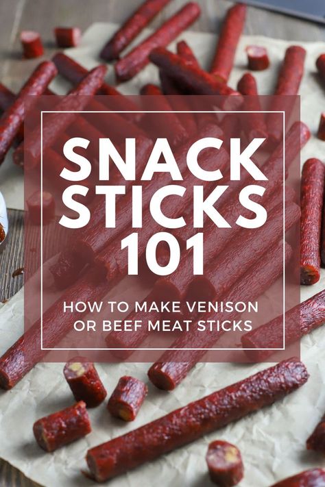 homemade meat or venison snack sticks Snack Sticks Recipe, Sausage Sticks, Deer Sticks Recipe, Meat Sticks Recipe, Beef Sticks Homemade, Beef Fat Uses, Homemade Meat Sticks, Homemade Beef Sticks How To Make, Deer Snack Sticks Recipe