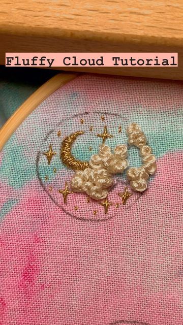 Erin Essiambre • Embroidery Artist + Author on Instagram: "Fluffy Cloud Tutorial☁️✨ I use a needle from the DMC Darner needle pack, size 1-5! This has been one of the top asked questions in my DM’s since I started creating these designs! Please leave any questions in the comments, and share this reel if you found it helpful! ☁️☁️☁️ #embroidery #embroiderytutorial #embroidered" How To Embroider Clouds, Embroidery Clouds Tutorial, Cloud Embroidery Tutorial, Embroidery Clouds, Embroidered Clouds, Clouds Embroidery, Gm Screen, Cloud Embroidery, Cloud Tutorial