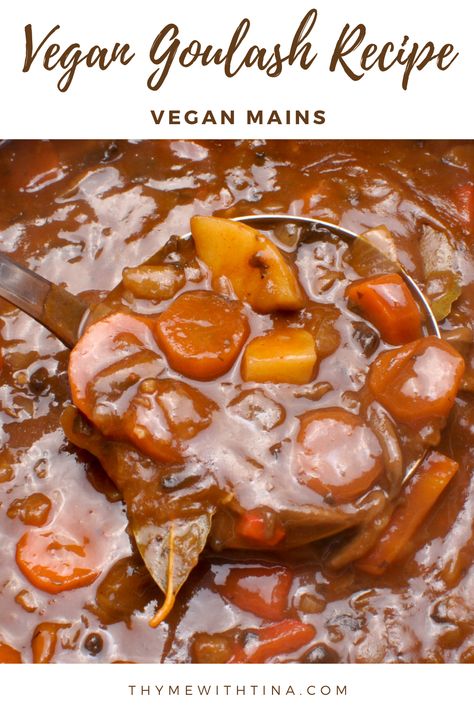 Vegan Goulash Recipe Vegan Hungarian Goulash, Vegetable Goulash Recipes, Vegan Goulash Recipes, Yule Recipes Dinners, Goulash Vegetarian, Yule Diy, Vegan Hungarian, Vegetarian Goulash, Vegan Goulash