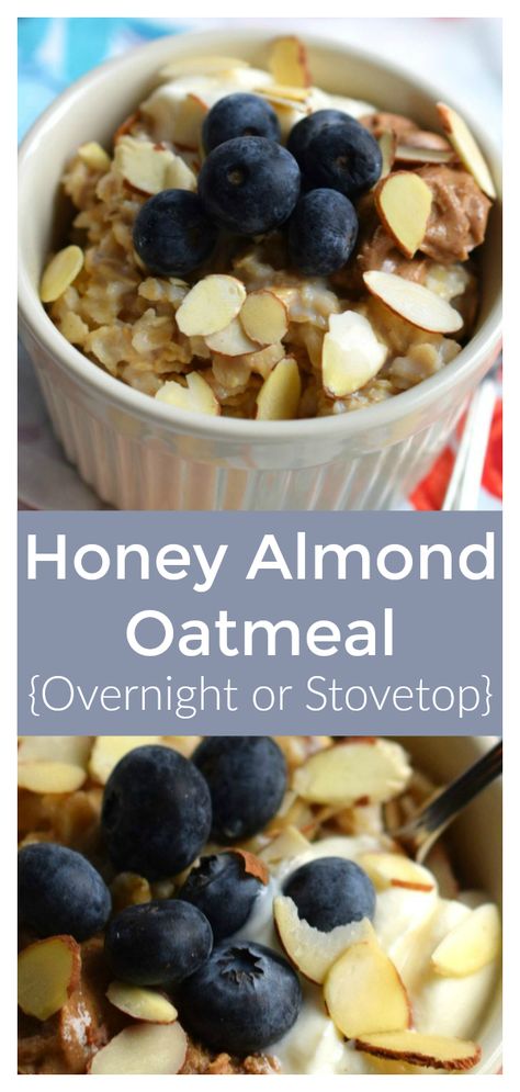 #ad This post is sponsored by Greek Gods Yogurt but the content and opinions expressed here are my own.  Honey Almond Oatmeal - A delicious and simple breakfast recipe made with oats, milk, Greek Gods Honey Yogurt, MaraNatha Almond Butter, and blueberries! Overnight Oatmeal Recipe | Breakfast Recipe | Oatmeal Recipe #oatmeal #overnight #breakfast #recipe #easyrecipe #MaraNathaNewYear #GreekGodsNewYear Greek Gods Yogurt, Oatmeal Overnight, Recipe Oatmeal, Almond Oatmeal, Oats Milk, Oat Milk Recipe, Overnight Oatmeal Recipes, Pinterest Food, Overnight Breakfast