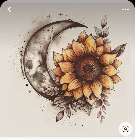 Sun Moon Tattoo Thigh, Birth Flower Tattoos On Thigh, Mom Arm Tattoos For Women, Boho Celestial Tattoo, Boho Geometric Tattoo, Moon And Pumpkin Tattoo, Tattoos For Woman With Meaning, Sunflowers And Dragonflies Tattoo, Do You Suppose She's A Wildflower Tattoo