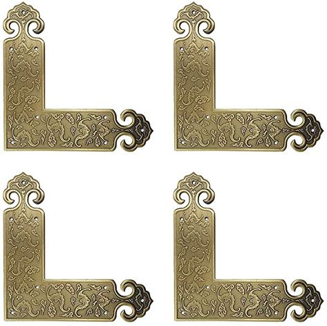 Amazon.com: Tiazza 4Pcs Antique Embossing Brass Decorative Corner Protectors Braces Classical Furniture Tables and Chairs Cabinet Corner Guard Edge Cover: Home Improvement Decorative Corner, Brass Corners, Classical Furniture, Woodworking Box, Moroccan Art, Classic Table, Tables And Chairs, Corner Protectors, Modern Chinese