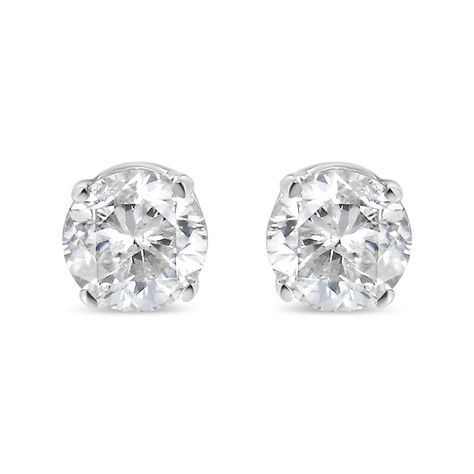 14K White Gold Round Cut Diamond Solitaire Stud Earrings (1/2 cttw, H-I Color, SI1-SI2 Clarity) https://www.jaaziintl.com/products/14k-white-gold-round-cut-diamond-solitaire-stud-earrings-1-2-cttw-h-i-color-si1-si2-clarity Jaazi Intl #Hot White Gold Earrings Studs, White Gold Solitaire, Stud Style, Colorless Diamond, Solitaire Studs, Diamond Stud Earrings, Diamond Stud, White Diamonds, Round Brilliant Cut Diamond