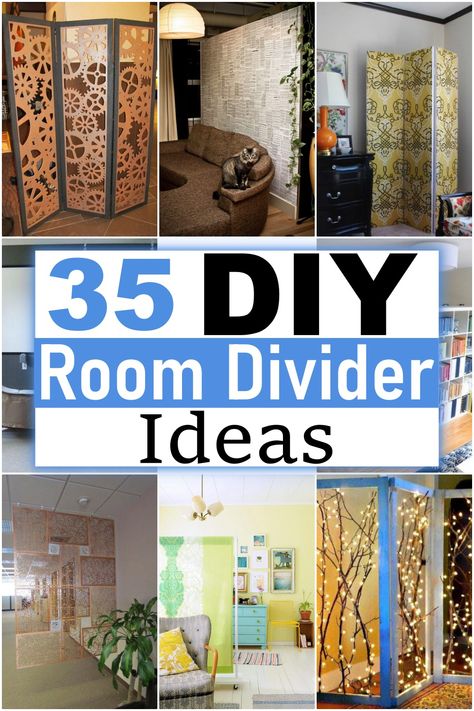 35 DIY Room Divider Plans For Modern Look - DIY Crafts Room Divider Hanging From Ceiling, Diy Room Separator Ideas, How To Make Room Dividers Diy, How To Build A Room Divider, Diy Separation Wall, Diy Folding Room Divider, Room Divider Ideas Diy Cheap Bedroom, Foldable Room Divider Ideas, Diy Room Screen