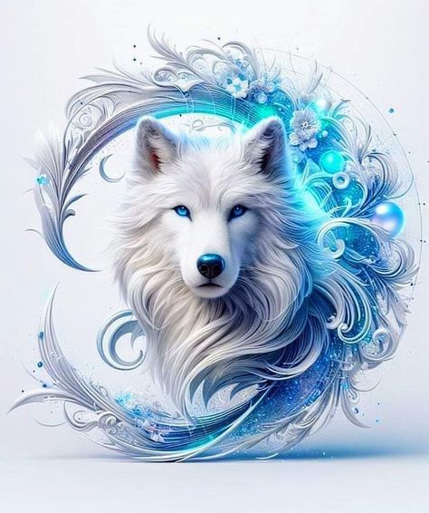 Native American Wolf Art, Wolf Art Fantasy, Mystical Wolf, Snow Wolf, Native American Wolf, Wolf Images, Mystical Animals, Fantasy Wolf, Spirit Animal Art