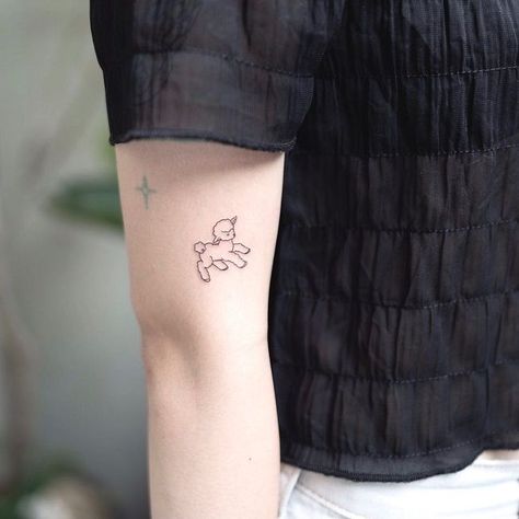 50+ Sheep Tattoos with Meanings 4 Lamb Fine Line Tattoo, Fine Line Sheep Tattoo, Simple Sheep Tattoo, Tiny Sheep Tattoo, Small Lamb Tattoo, Sheep Tatoos, Lamb Tattoo Simple, Lamb Tattoo For Women, Cute Sheep Tattoo