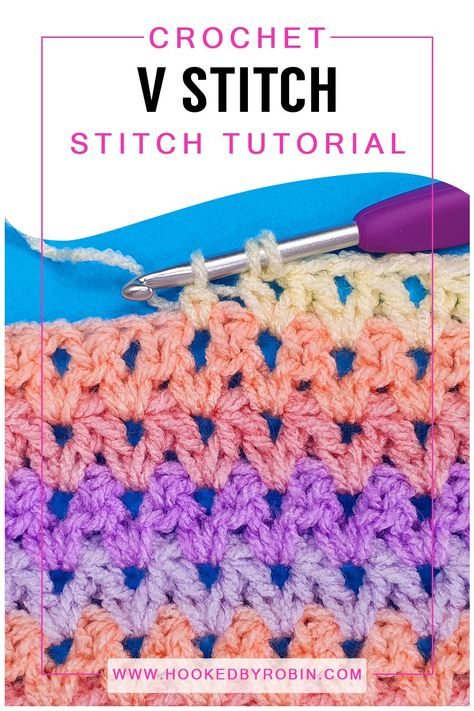 Crochet ALTERNATIVE V Stitch [Free Video Tutorial & Written Pattern!] — Hooked by Robin Granny V Stitch Pattern, Granny V Stitch Blanket, Double V Crochet Stitch, Crochet V Stitch Blanket Patterns Free, Crochet Blanket V Stitch, V Stitch Crochet Scarf Free Pattern, Crochet V Stitch Cardigan Pattern Free, V Shape Crochet Pattern, Creative Grandma Crochet Videos Patterns