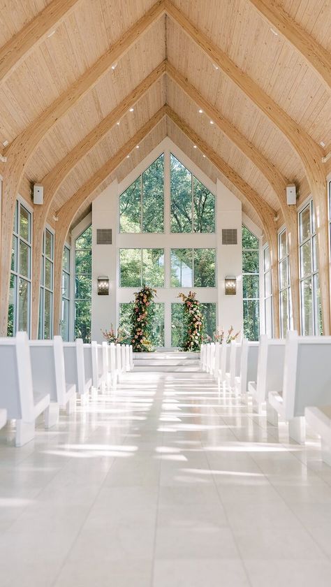 Glass Chapel Wedding Oklahoma, Small Chapel Decorations Wedding, Indoor Chapel Wedding Decor, Wedding Chapel Floor Plans, Wedding Chapels In Tennessee, Wedding Indoor Venue Ideas, Auburn Alabama Wedding Venues, Wedding Venue Chapel, Beautiful Chapel Wedding