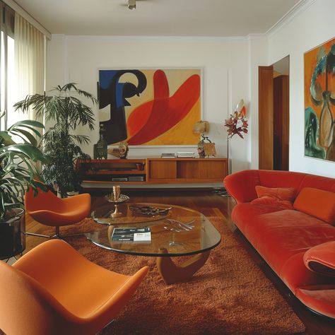 Bold & Bright: 25 Funky Retro Living Room Ideas to Try Retro Colorful Living Room, Kitsch Living Room, Primary Colors Living Room, Retro Futurism Living Room, 80s Style Living Room, Retro Lounge Room, Retro 70s Living Room, Funky Studio Apartment, Bright Office Ideas