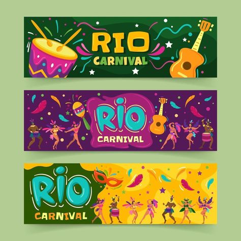 Rio Carnival Banners Festival Festival Banner Design, Carnival Banner, Festival Banner, Carnival Posters, Rio Carnival, Indie Art, Baguio, Sports Day, Design Advertising