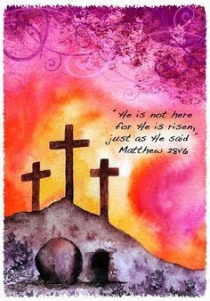 Sunday Morning Jesus Has Risen, Easter Watercolor, He Is Risen Easter, Easter Poster, Resurrection Day, Resurrection Sunday, Easter Quotes, Religious Wall Art, Easter Religious