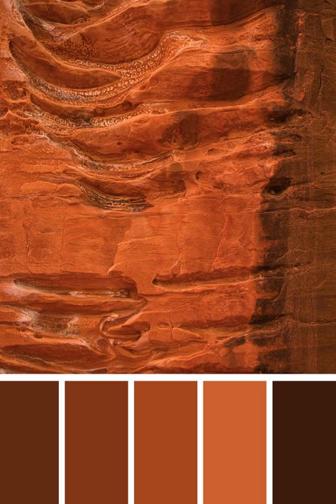 This image showcases a stunning range of warm earth tones, from deep reddish-browns to lighter sandstone hues. The natural gradients and textures evoke a sense of warmth and grounding, making it perfect for earthy, rustic design themes. Deep Earth Tones, Vibrant Earth Tone Color Palette, Rich Earthy Color Palette, Earthy Color Pallete Earth Tones, Earthy Textures Earth Tones, Color Scheme Generator, Earth Colour Palette, Color Generator, Earth Tone Color Palette