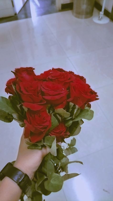 Rose Pics Flowers In Hand, Rose Day Pic Snapchat, Rose Giving Hand Couple, Red Rose Hand Bouquet, Rose Day Snapchat, Rose Day Aesthetic, Rose Pictures Aesthetic, Roses For Boyfriend, Rose Snaps Snapchat