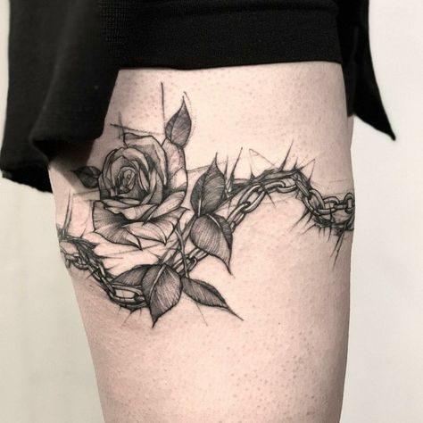 Rose Thorn Tattoo, Barbed Wire Tattoo, Wire Tattoo, Thorn Tattoo, Barbed Wire Tattoos, Chain Tattoo, Rose Tattoos For Men, Remembrance Tattoos, About Rose