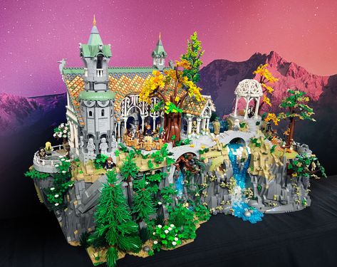 Rivendell | Lufo Brick | Flickr Lego Lotr Moc, Lego Lord Of The Rings Moc, Lego Castle Ideas, Lego Waterfall, Lego Rivendell, Lego Lotr, Lego Ninjago City, Lego Christmas Village, Lego Hobbit