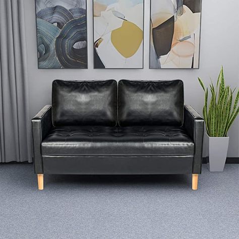 Amazon.com: 54.3" Modern Black Faux Leather Love Seats Futon Sofa Loveseat Living Room Office Couch Small Space Configurable Sofa Black: Furniture & Decor Couch Small Space, Leather Sofa Couch, Couches For Small Spaces, Love Seats, Modern Sofa Couch, Small Couch, Reception Sofa, Sofa Black, Loveseat Living Room