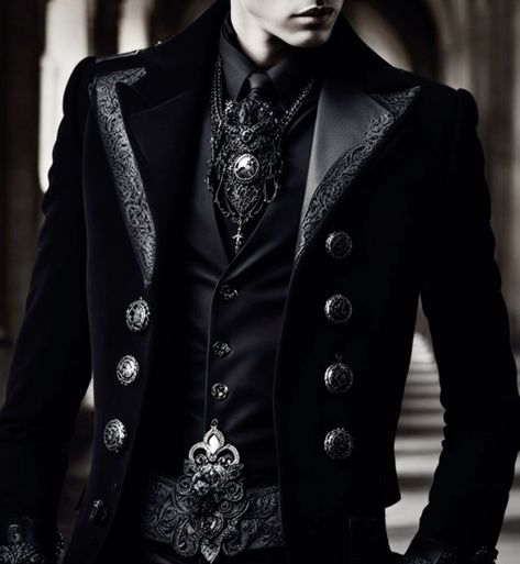 Vampire Fashion Aesthetic Male, Goth Pirate Outfit Men, Royalcore Aesthetic Outfits Men, Vampire Aesthetic Men, Goth Suit Men, Gothic Male Fashion, Vampire Goth Men, Vampire Outfit Men, Vampire Aesthetic Male