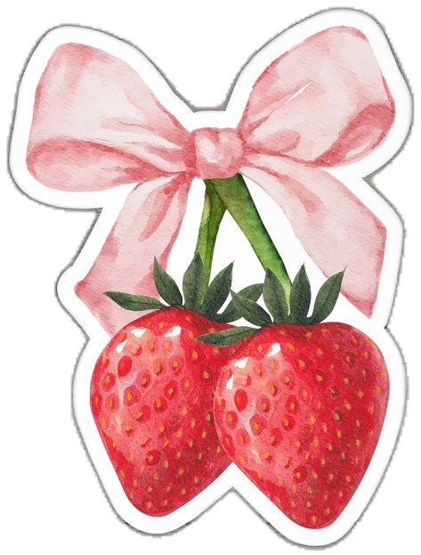 Strawberry Coquette, Strawberry Clipart, Strawberry Png, Bow Drawing, Bow Art, Bow Clipart, Ribbon Tattoos, Wallpaper Doodle, Scrapbook Stickers Printable