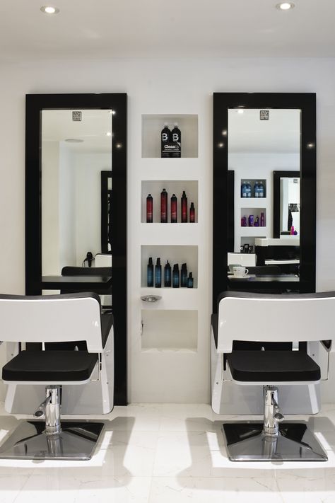 Inkfish Hair Salon by Absolute Interiors www.absolutedesign.co.uk Salon Suite Decor Ideas, Salon Suite Decor, Hair Salon Interior Design, Salon Interior Design Ideas, Small Salon, Salon Design Ideas, Beauty Salon Interior Design, Hair Salon Design, Organization Bathroom