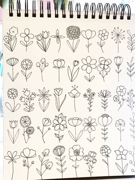 Flower doodles 🌸 How To Doodle Flowers, Easy Floral Doodles, Doodles Journal, Flowers Doodle, Book Journaling, Floral Doodles, Plant Doodle, Simple Drawings, Flower Drawings