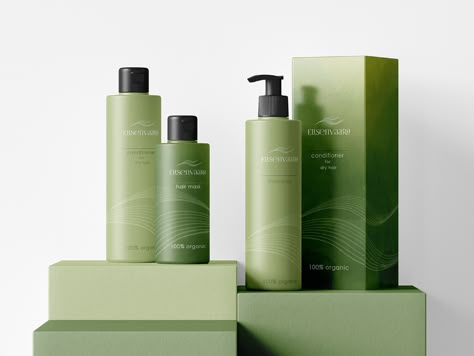 Elisenvaara on Behance Green Packaging Design, Cosmetic Package Design, Body Lotion Packaging, Gift Packaging Design, Shampoo Packaging, Shampoo Design, Green Skincare, Paper Bag Design, Skincare Branding